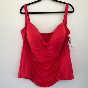 NWT LA BLANCA Red Two Piece Tankini Plus Size 22